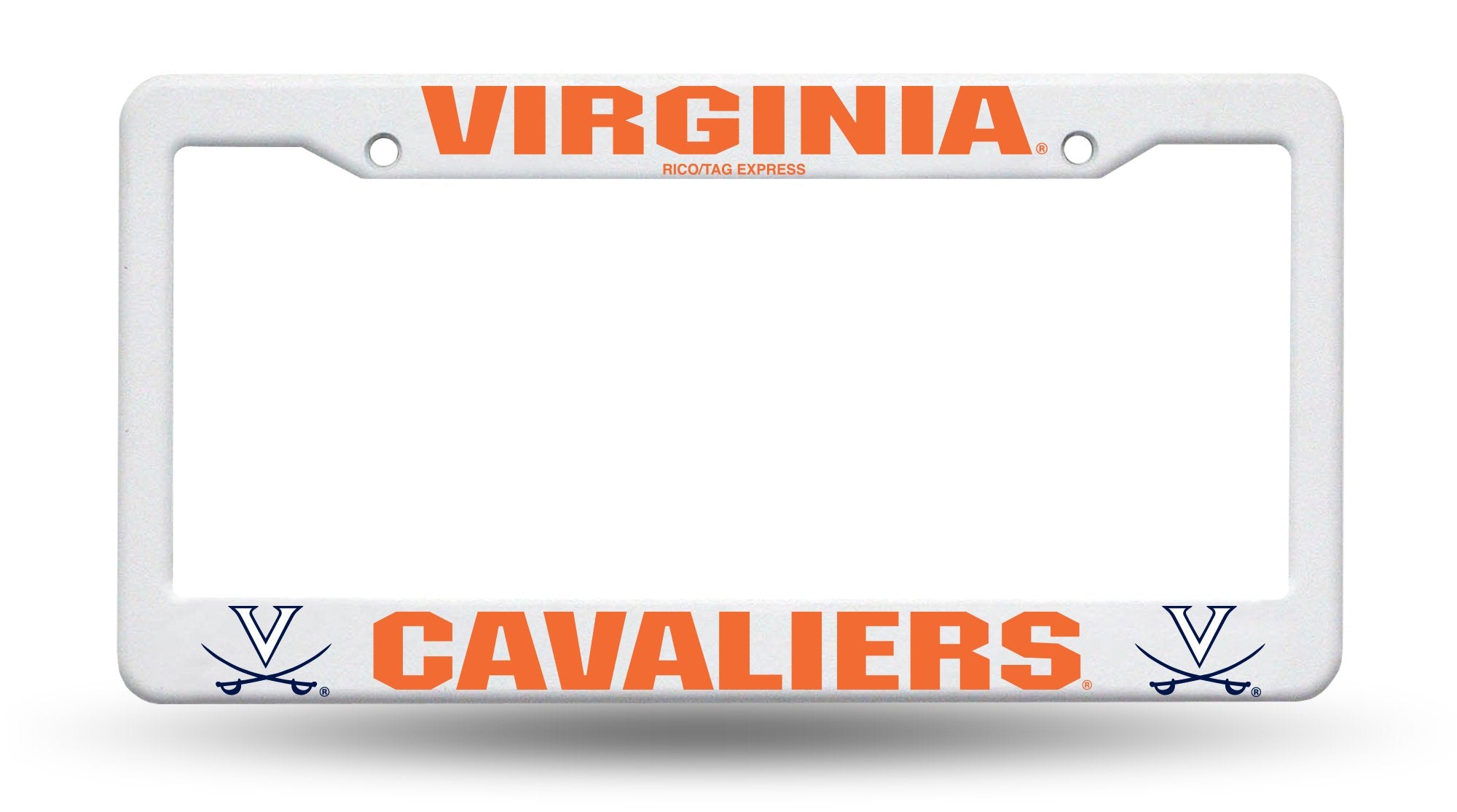 University of Virginia Cavaliers License Plate Frame Tag Cover, White Plastic, 12x6 Inch, Officially Licensed