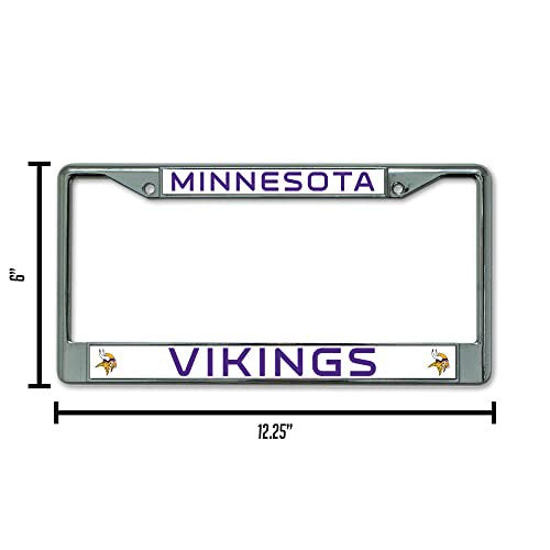 Minnesota Vikings Premium Metal License Plate Frame Tag Cover, 12x6 inch, Pre-Drilled Holes, Officially Licensed