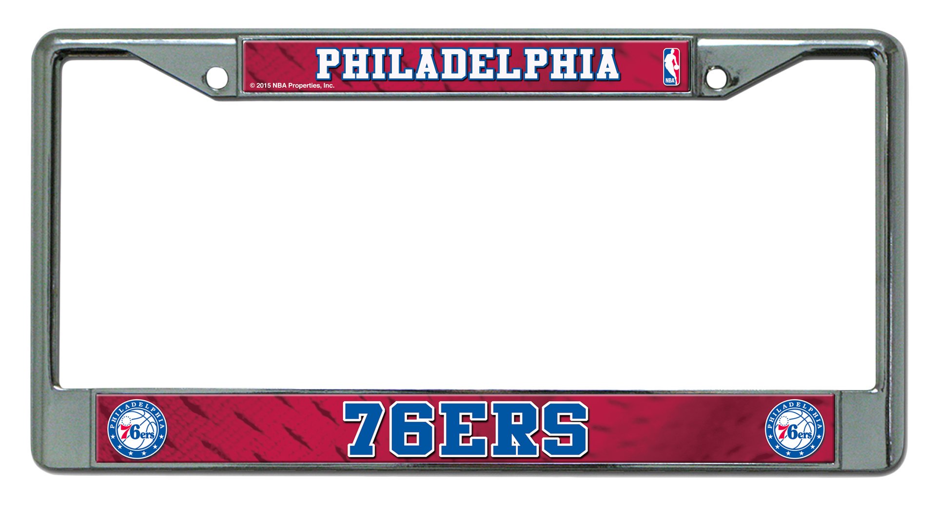 Philadelphia 76ers Premium Metal License Plate Frame Tag Cover, Standard Logo Design, 12x6 inch, Pre-Drilled Holes, Officially Licensed