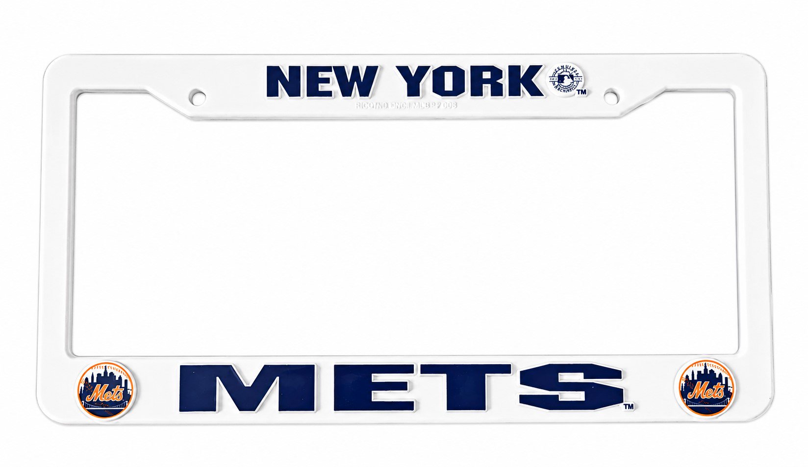 New York Mets License Plate Frame Tag Cover, White Plastic, 12x6 Inch, Officially Licensed