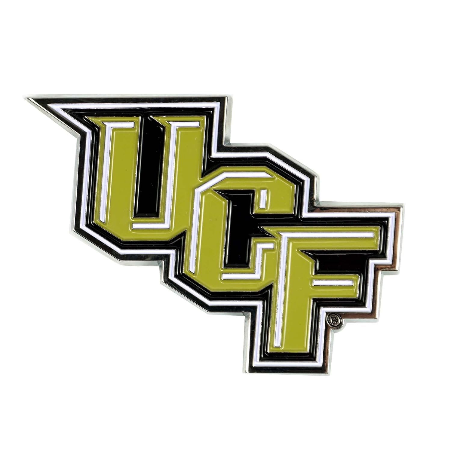 University of Central Florida Knights UCF Premium Auto Emblem Solid Metal, Raised Die Cut 3D Effect, Team Color and Chrome Finish Design, Full Adhesive Backing, Officially Licensed