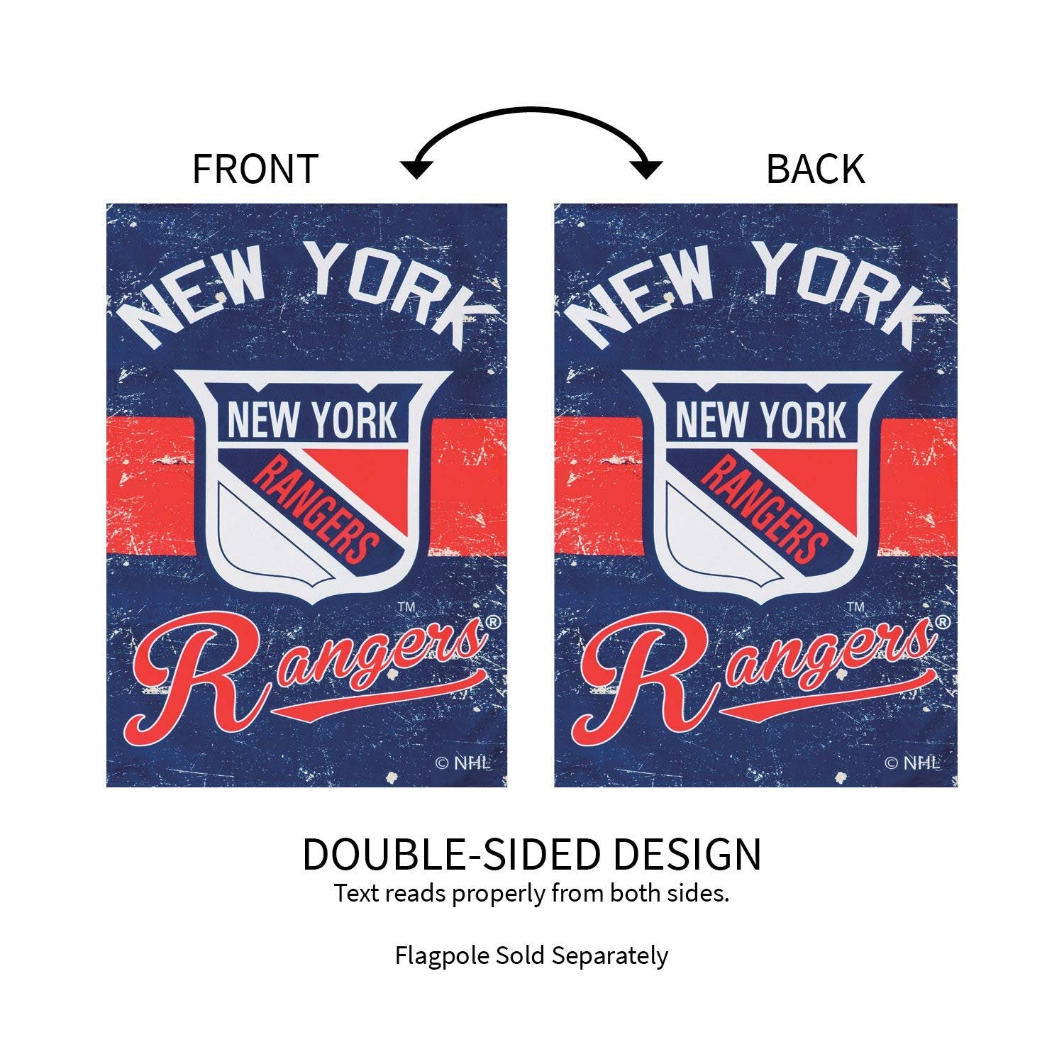 New York Rangers Premium Double Sided Banner Vertical House Flag, Vintage Styling with Retro Logo, 28x44 Inch, Display Stand Sold Seperately, Officially Licensed