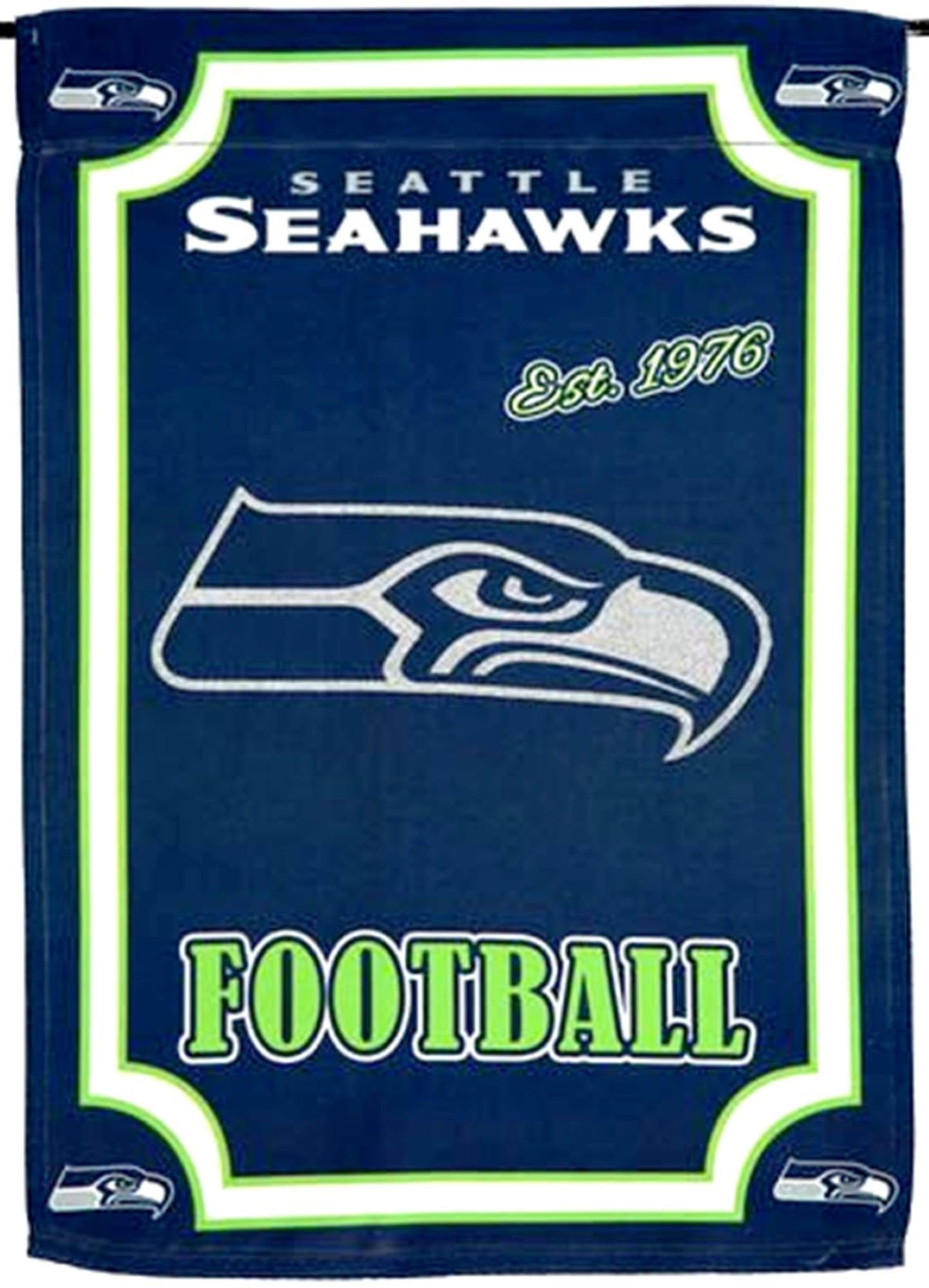 Seattle Seahawks Premium Garden Flag Banner, Double Sided, Suede, Established Design with Glitter Styling, 13x18 Inch, Officially Licensed
