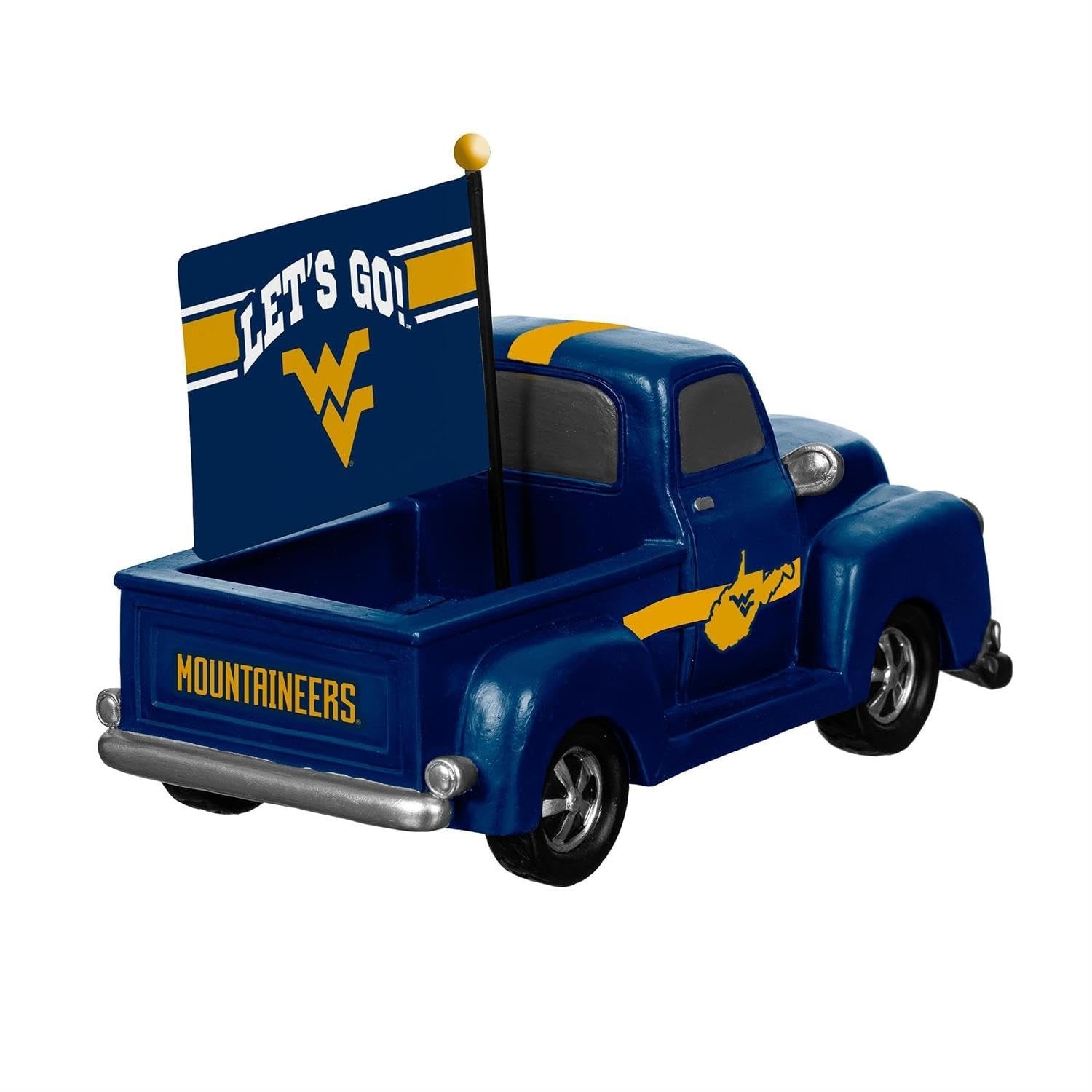 West Virginia University Mountaineers 9 Inch Metal Rally Truck Statue, Outdoor Garden or Indoor Fan Decor, Sports Fan Collectible Figurine, Officially Licensed
