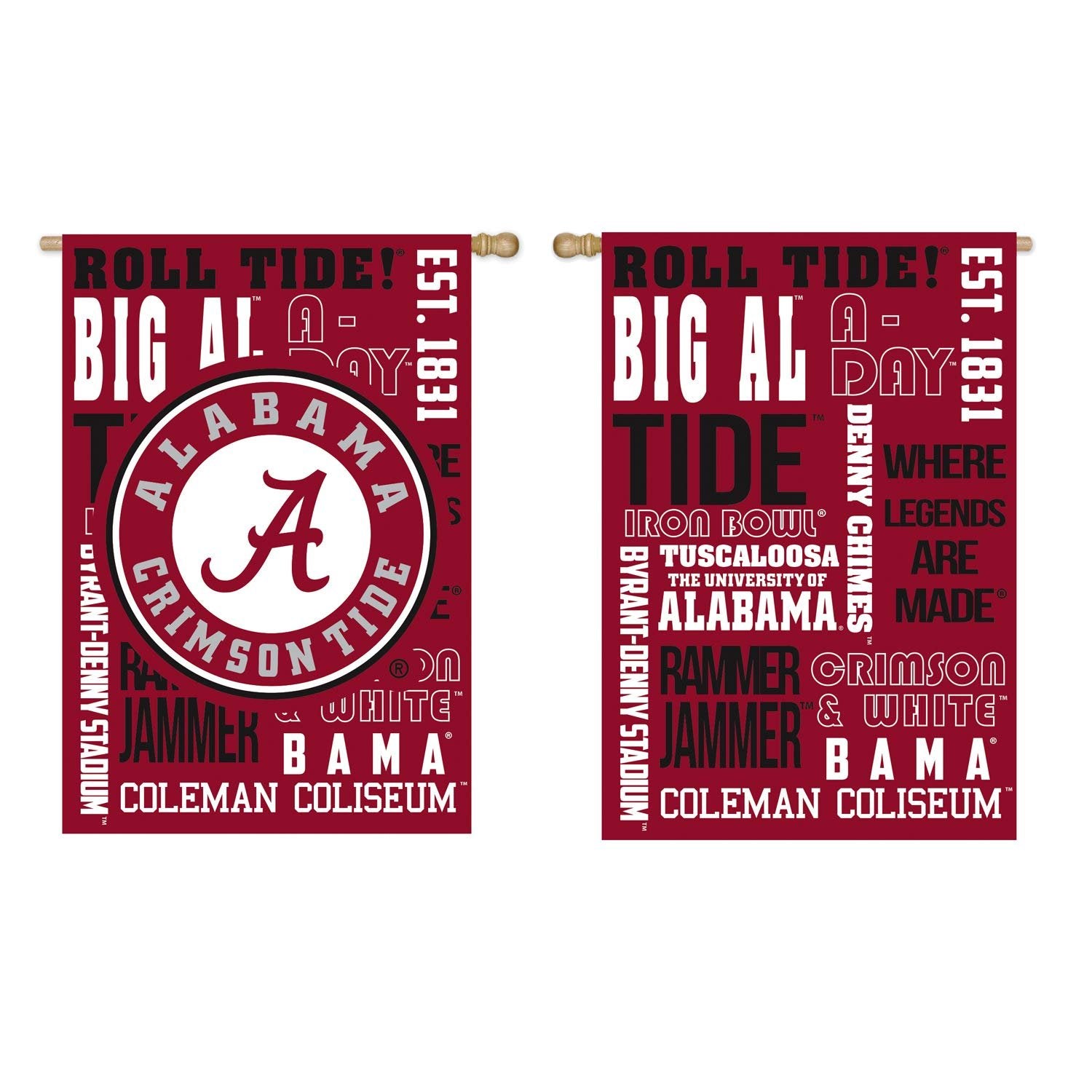 University of Alabama Crimson Tide Premium Double Sided Garden Flag Banner, Fan Rules Design, 13x18 Inch, Display Stand Sold Seperately, Officially Licensed