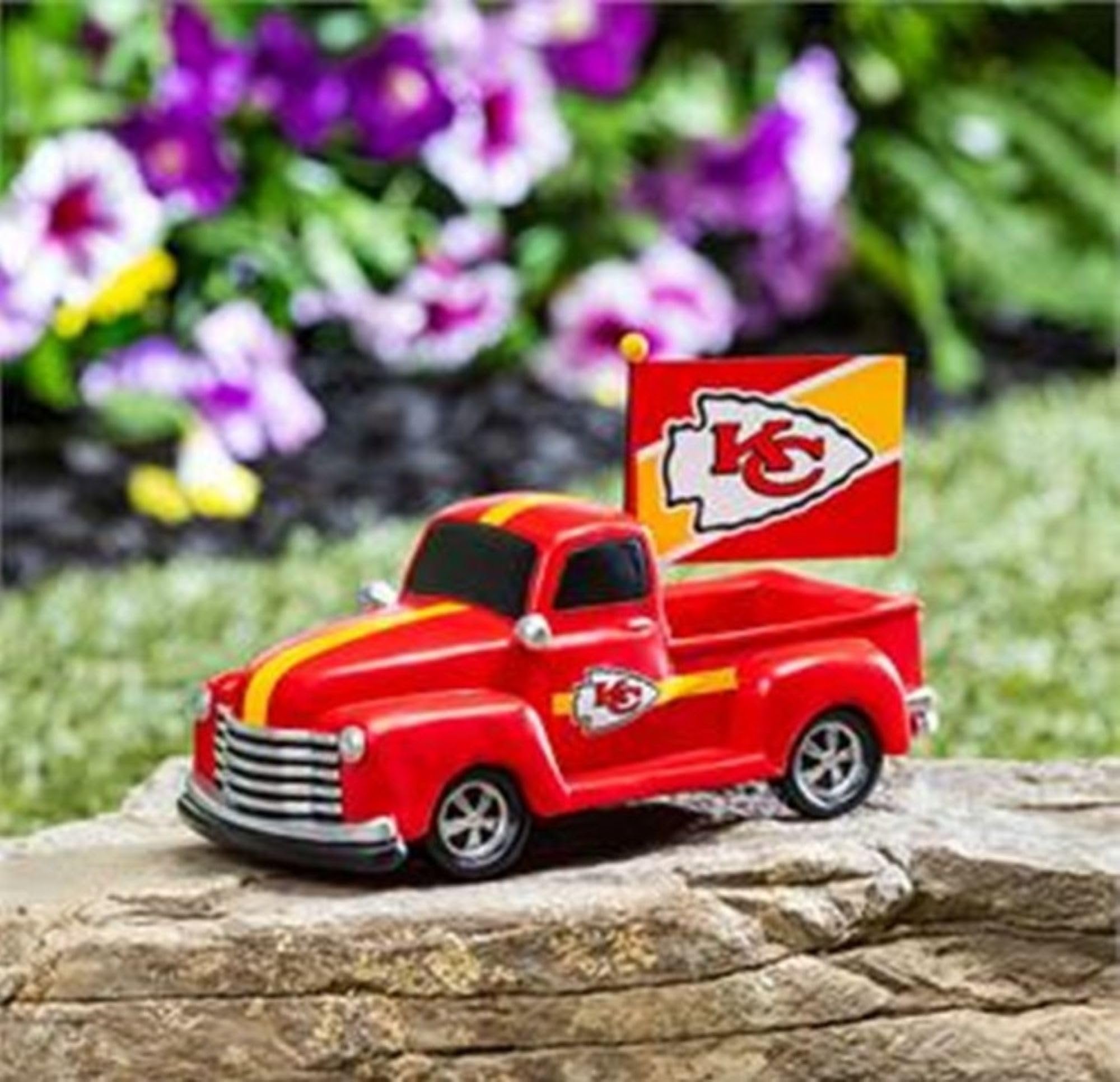 Kansas City Chiefs 9 Inch Metal Rally Truck Statue, Outdoor Garden or Indoor Fan Decor, Sports Fan Collectible Figurine, Officially Licensed
