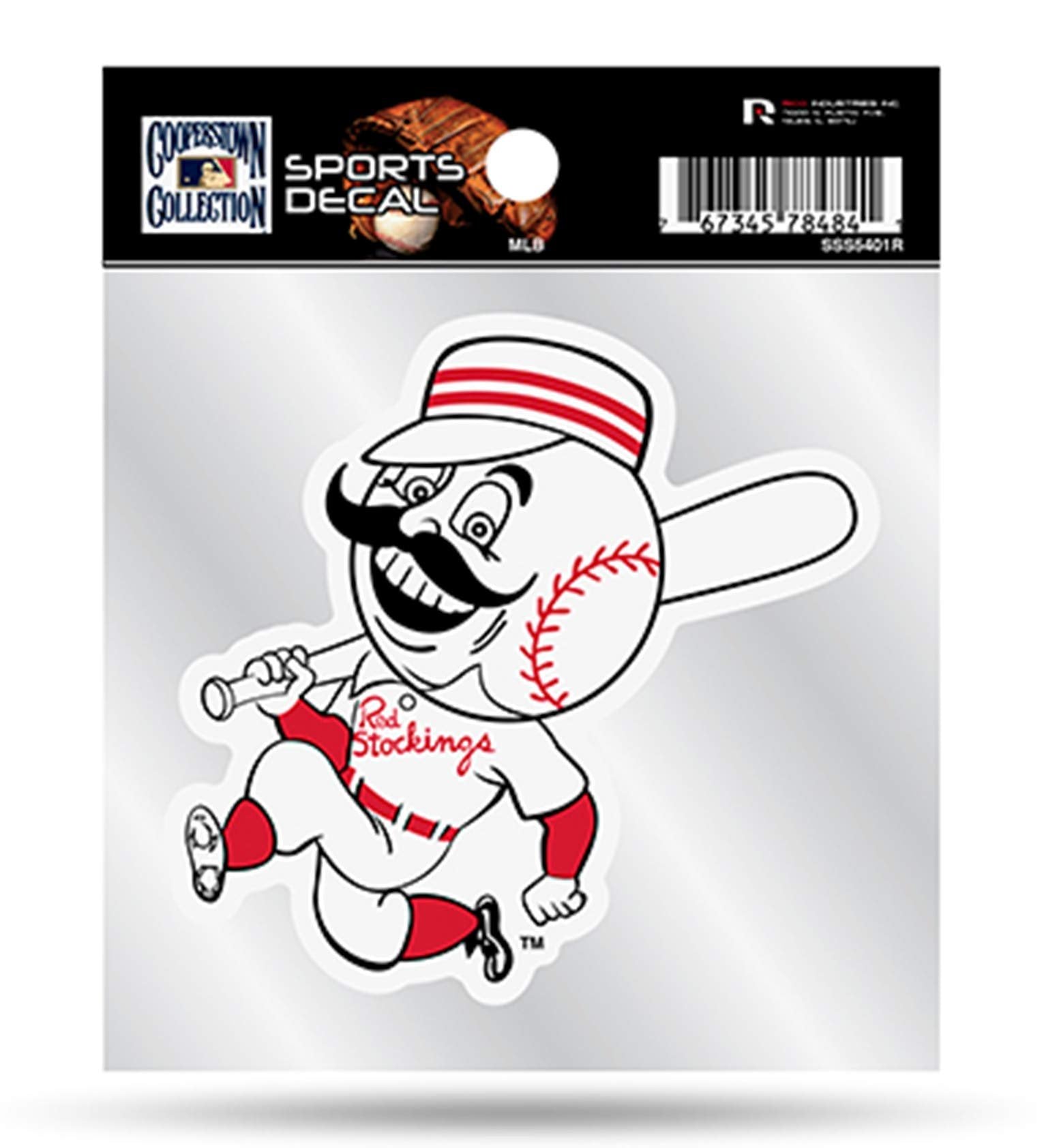 Cincinnati Reds 4x4 Inch Die Cut Decal Sticker, Retro Logo, Clear Backing, Officially Licensed