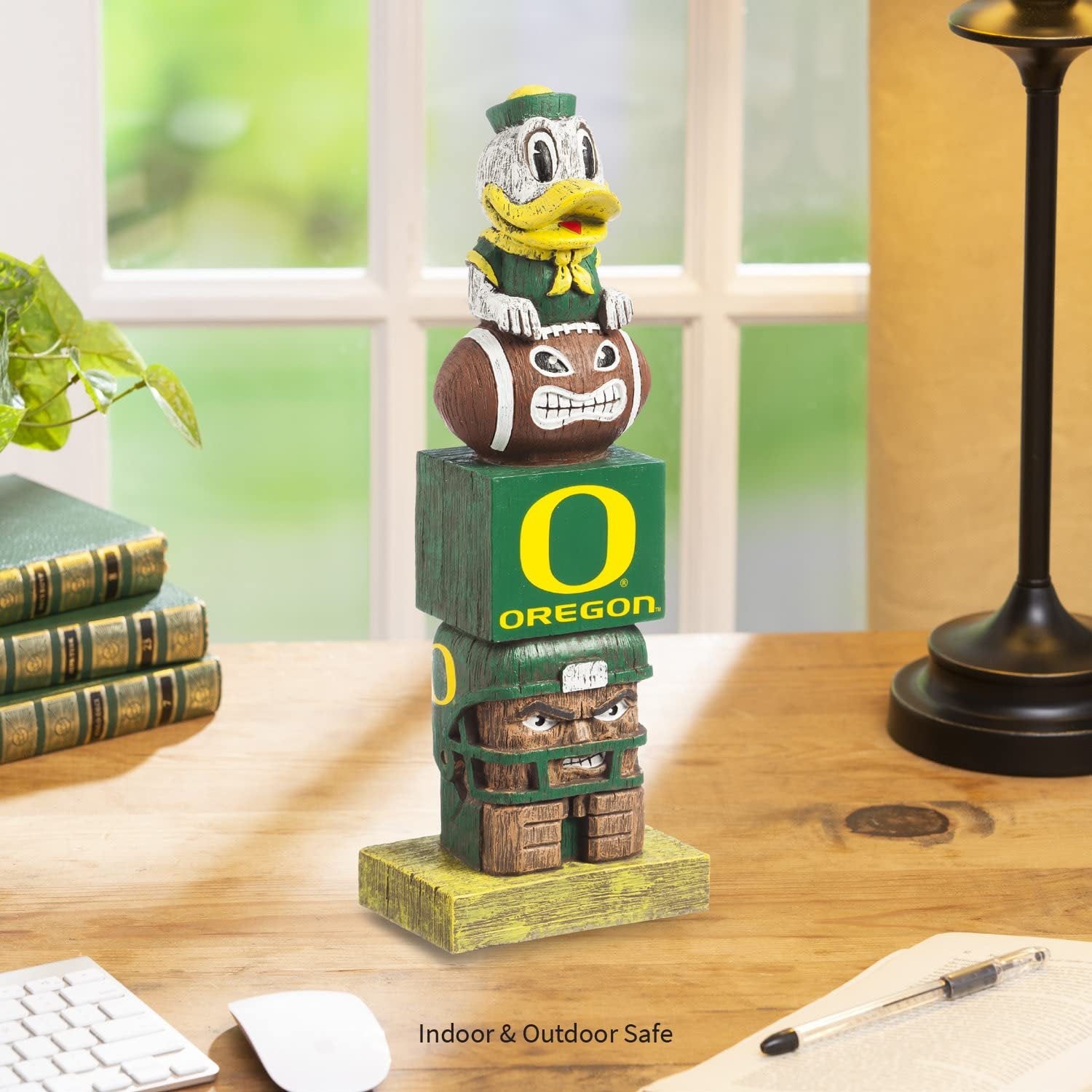University of Oregon Ducks Tiki Totem Garden Statue, Hand Painted Resin, 16 Inch, Indoor Outdoor Decorative Sports Mascot, Officially Licensed