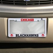 Chicago Blackahwks License Plate Frame Tag Cover, White Plastic, 12x6 Inch, Officially Licensed
