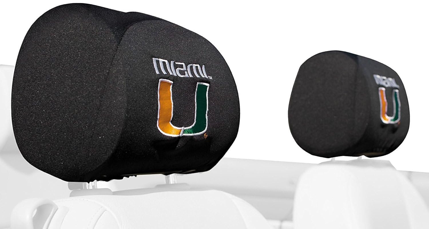 University of Central Florida UCF Knights Pair of Premium Auto Head Rest Covers, Embroidered, Black Elastic, 14x10 Inch, Officially Licensed