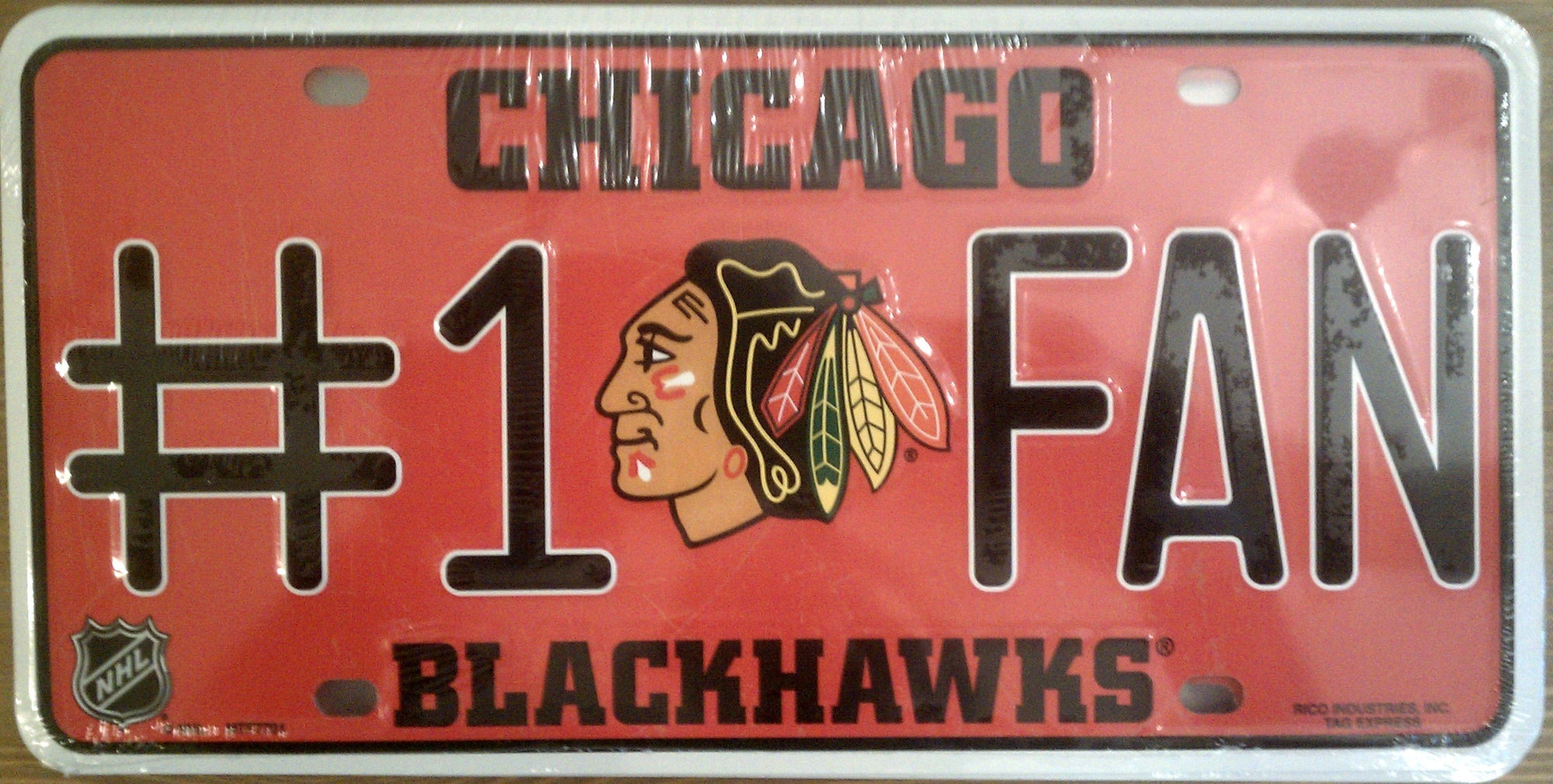 Chicago Blackhawks Premium Metal Tag License Plate, #1 Fan Design, 12x6 Inch, Pre-Drilled Holes, Officially Licensed