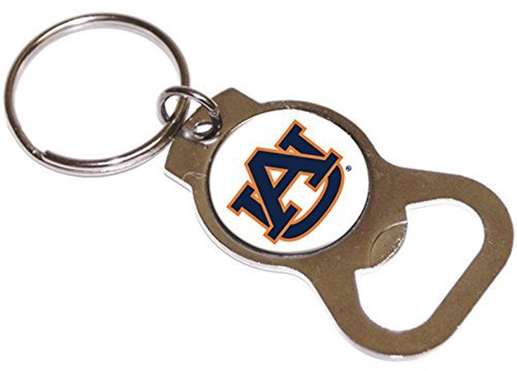 Auburn University Tigers Premium Solid Metal Bottle Opener Keychain, Silver Key Ring, Domed Team Logo, Officially Licensed