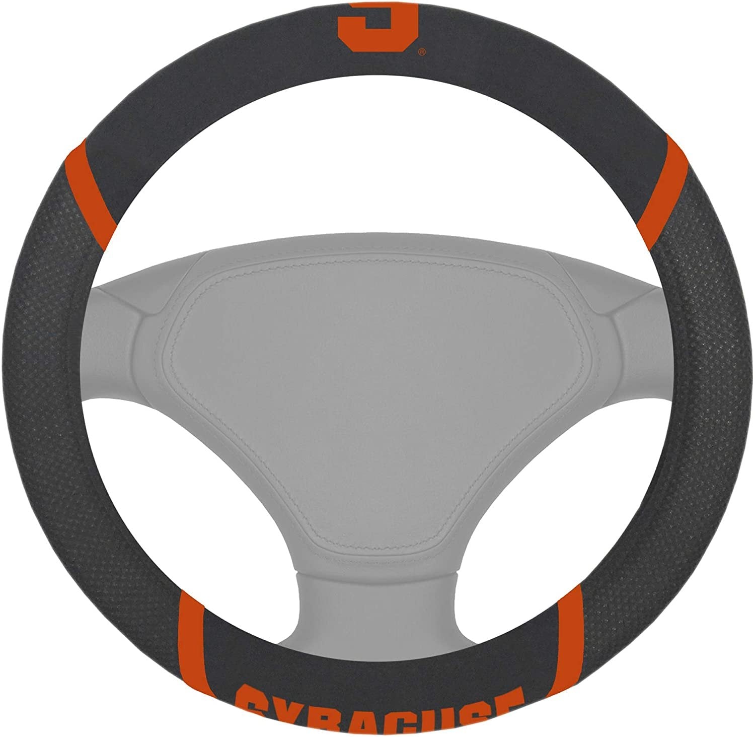 Syracuse Orange Steering Wheel Cover Premium Embroidered Black 15 Inch University