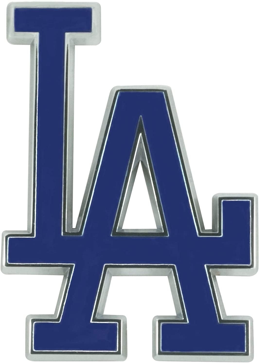 Los Angeles Dodgers Premium Solid Metal Raised Auto Emblem, Team Color, Shape Cut, Adhesive Backing