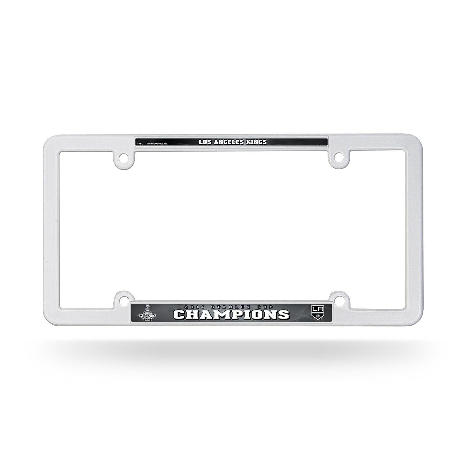 Los Angeles Kings 2014 Champions License Plate Frame Tag Cover, White Plastic, 12x6 Inch, Officially Licensed
