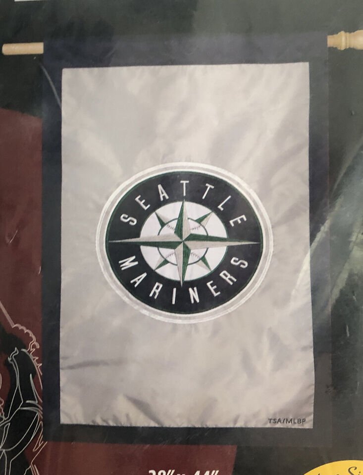 Seattle Mariners Premium Double Sided House Flag Banner, Applique Embroidered, 28x44 Inch