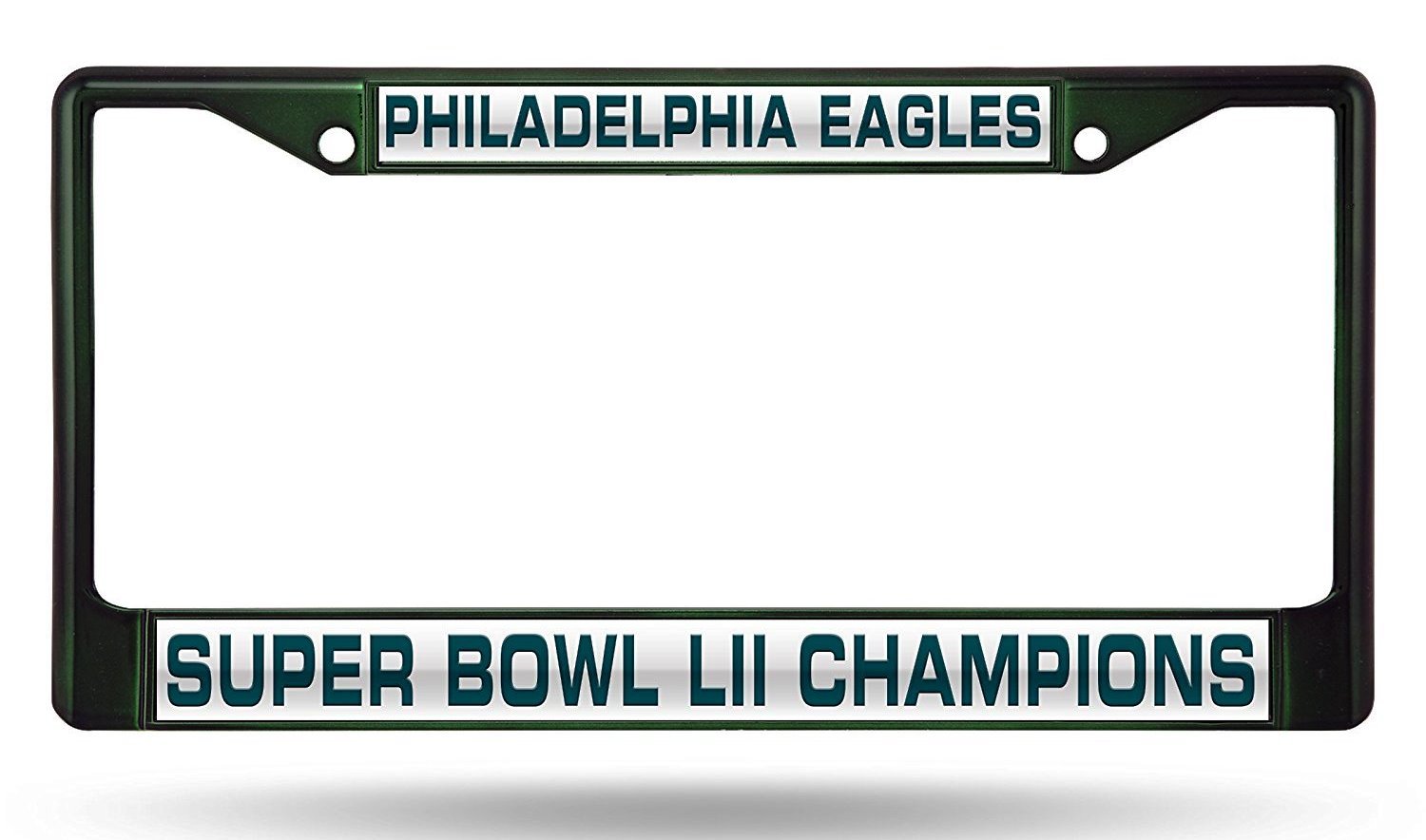 Philadelphia Eagles 2018 Champions Metal License Plate Frame Chrome Tag Cover, Super Bowl LII, Laser Cut Acrylic Inserts, 12x6 Inch, Pre-Drilled Holes, Officially Licensed