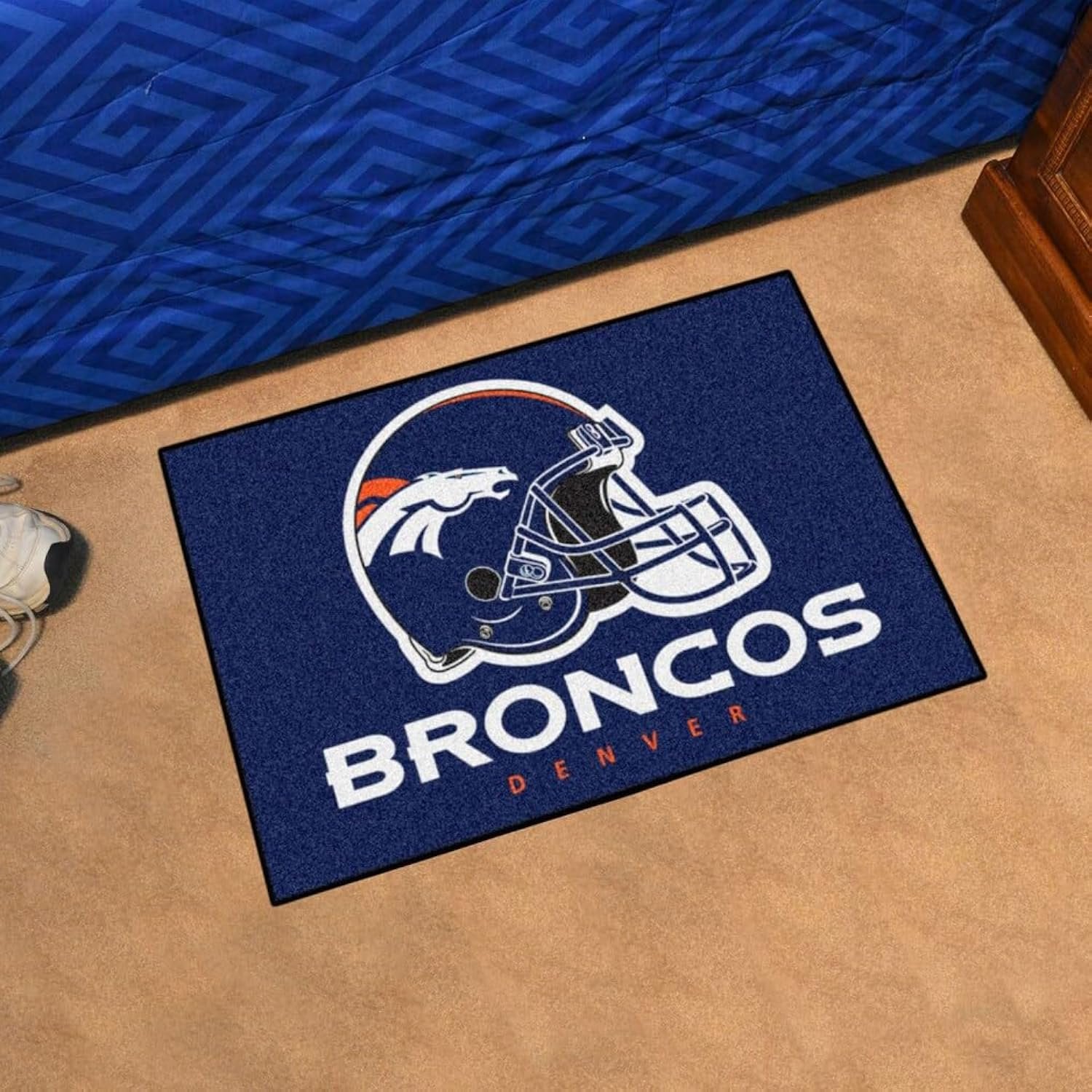Denver Broncos Floor Mat Area Rug, 20x30 Inch, Nylon, Anti-Skid Backing, Officially Licensed