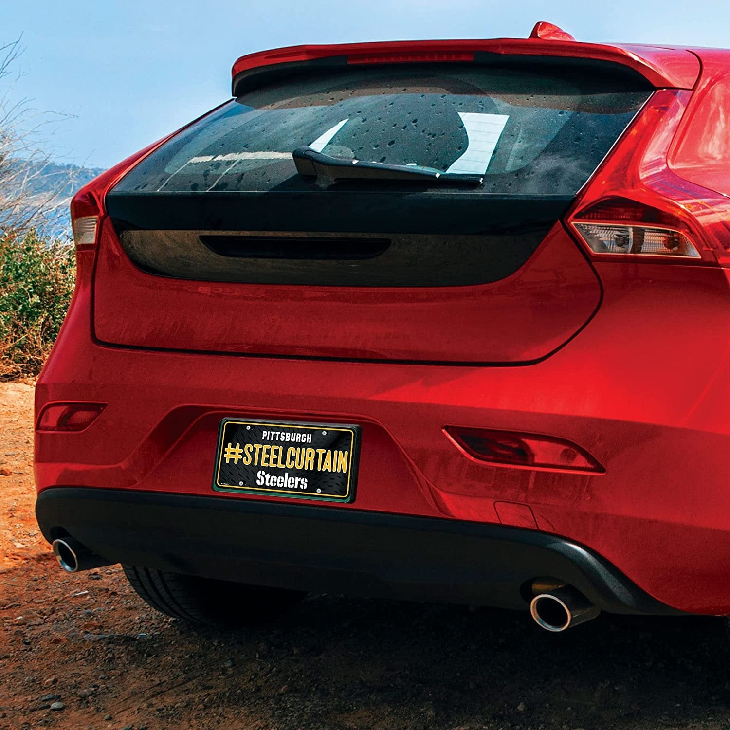 Pittsburgh Steelers Metal Auto Tag License Plate, Steel Curtain Design, 12x6 Inch