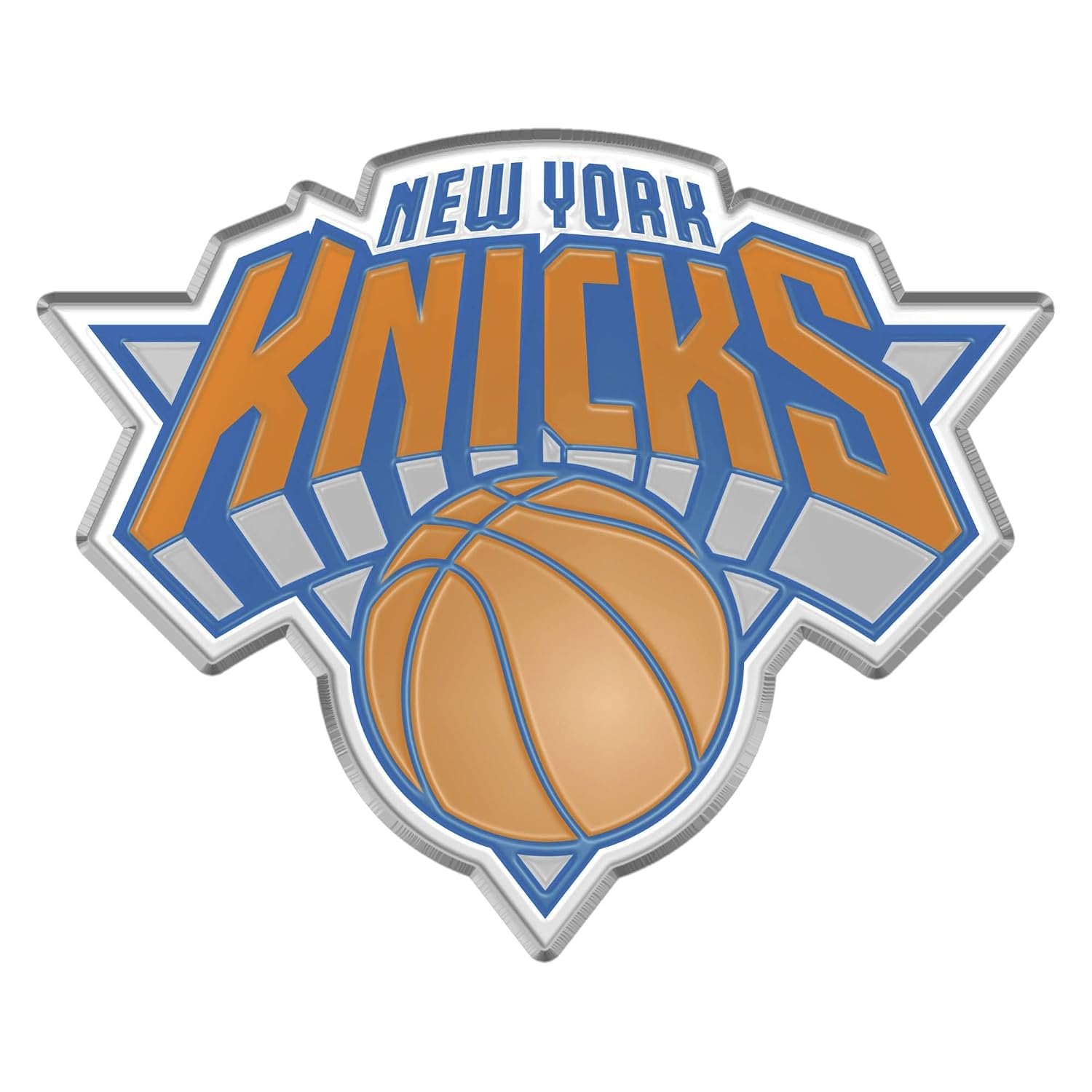 New York Knicks Embossed Color Auto Emblem, Logo Design, Raised Aluminum Metal, Full Adhesive Backing, Officially Licensed