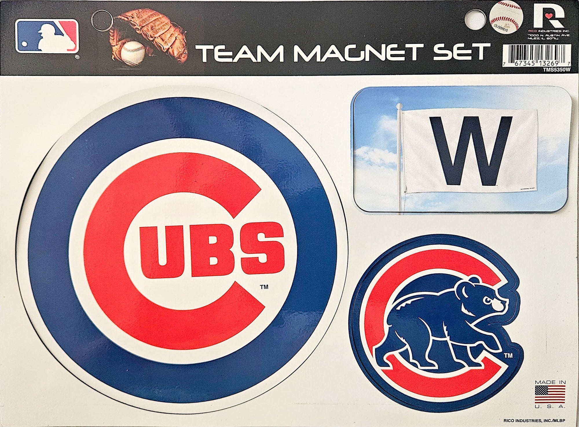Chicago Cubs Team Magnet Set, Retro Logo, 3-Piece, Die Cut, 8.5x11 Inch, Officially Licensed