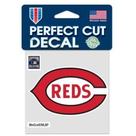 Cincinnati Reds 4 Inch Decal Sticker, Retro Cooperstown Logo, Flat Vinyl Perfect Cut, Officially Licensed, Made in USA