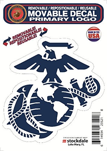 United States Marines Military 5 Inch Die Cut Sticker Decal, Primary Logo, Flat Vinyl Reusable, Full Adhesive Backing, Peel and Stick Application, Officially Licensed, Made in the USA