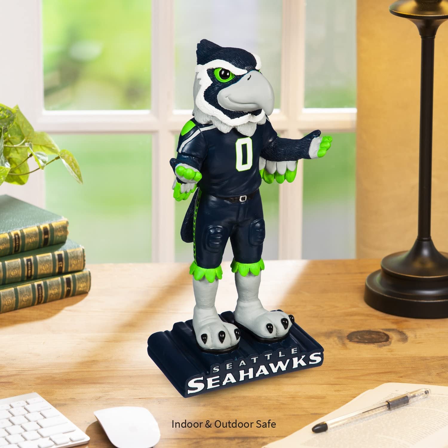 Seattle Seahawks Team Mascot Garden Statue, Hand Painted Resin, 12 Inch, Indoor Outdoor Decorative Sports Mascot, Officially Licensed