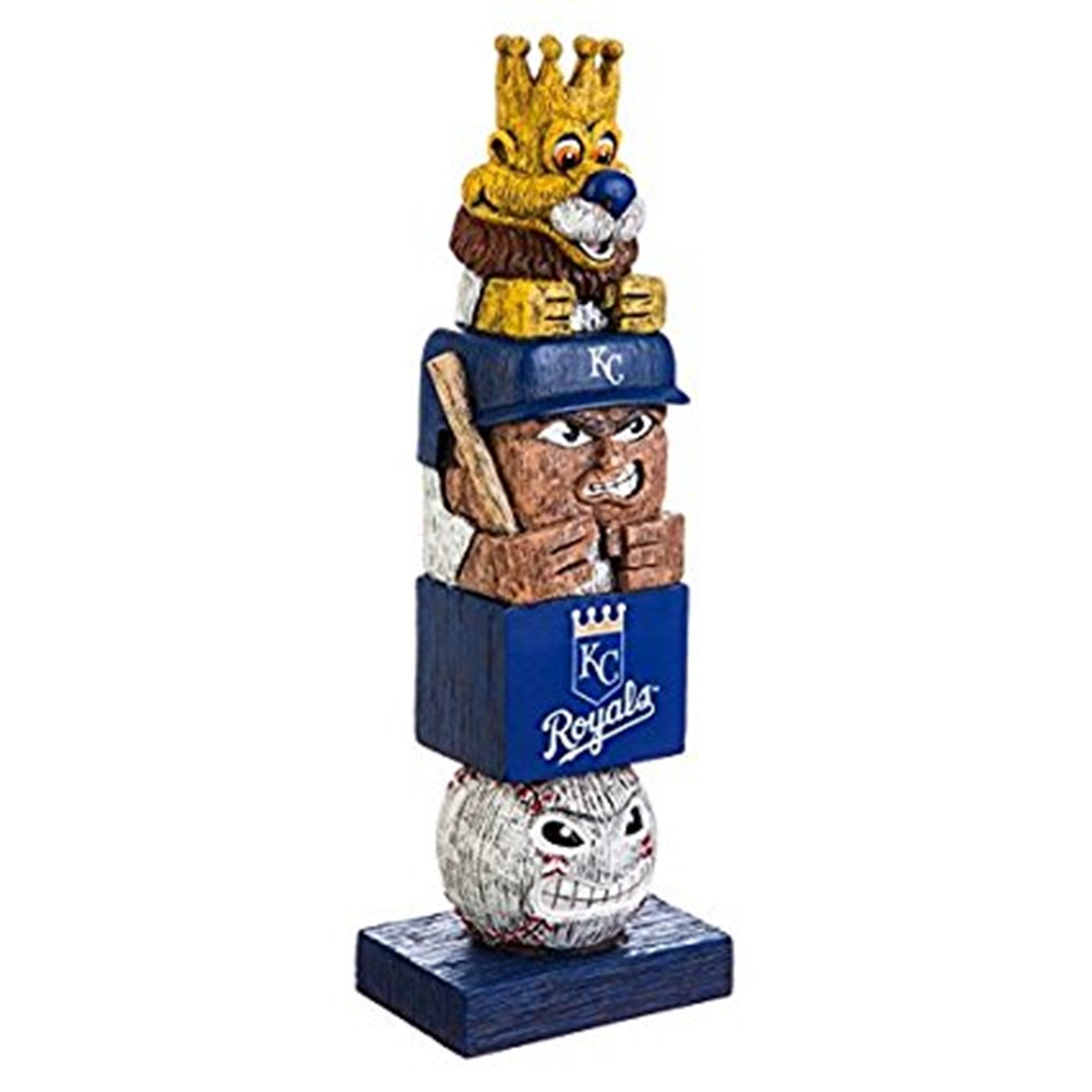 Kansas City Royals Team Garden Statue Tiki Tiki Totem, Hand Crafted Resin, 16 Inch Tall, Indoor Outdoor Decorative Mascot Figure, Officially Licensed