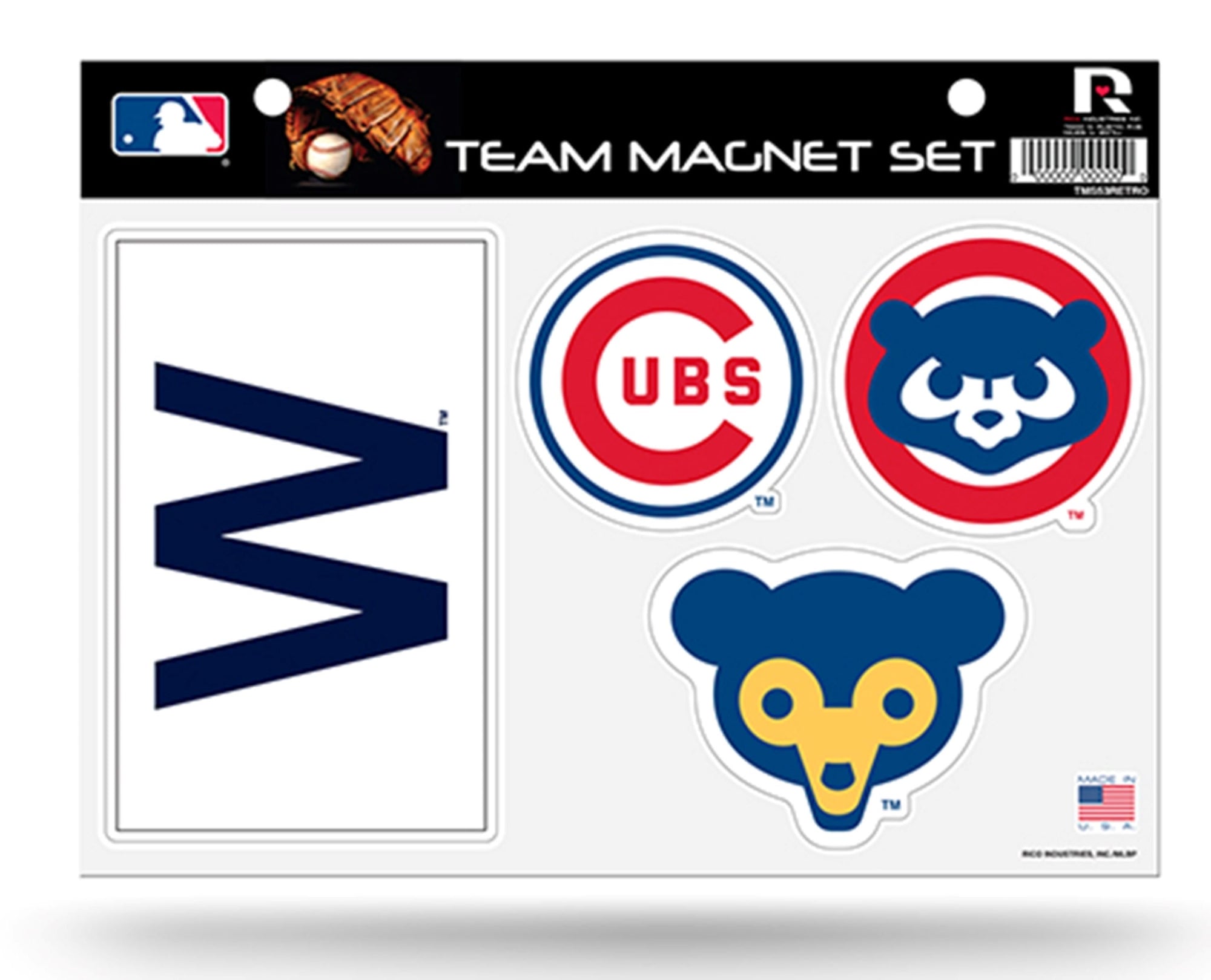 Chicago Cubs Retro Logos Team Magnet Set, 4-Piece, Die Cut, 8.5x11 Inch, Officially Licensed