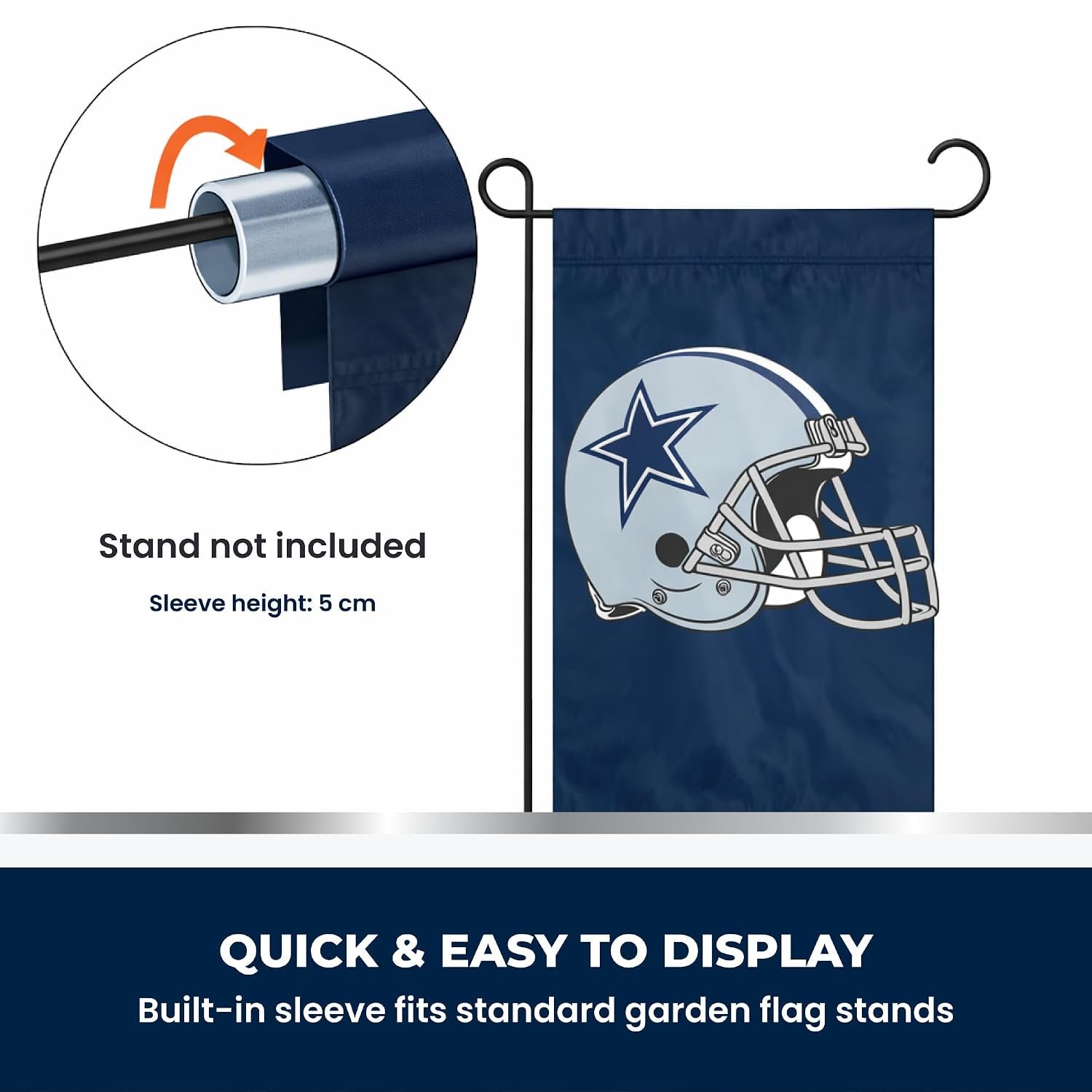 Dallas Cowboys Premium Garden Flag Banner, Embroidered Helmet Logo Design, 13x18 Inch, Officially Licensed