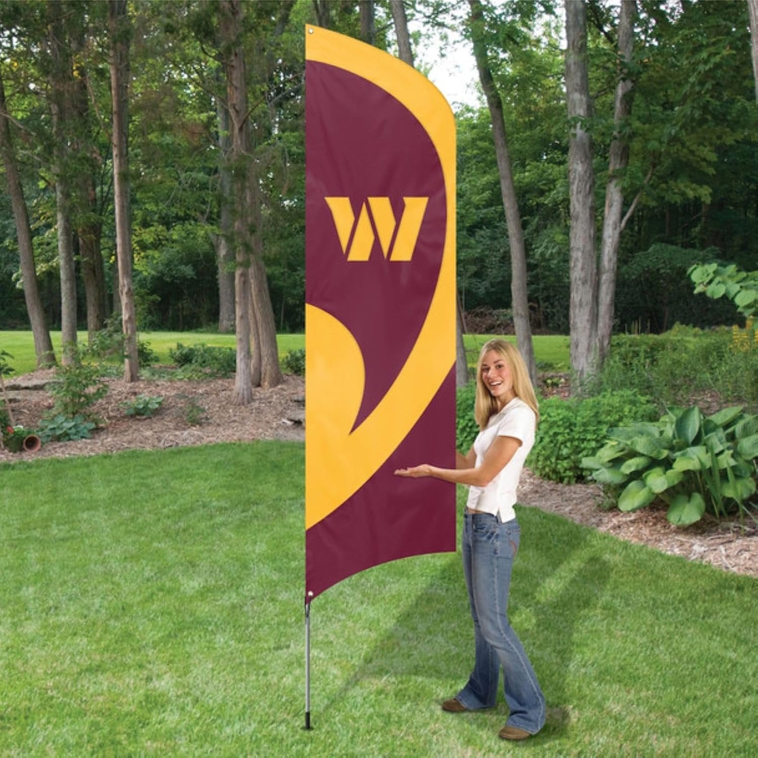 Washington Commanders Tall Team Flag Tailgating Banner, 8.5 x 2.5 Feet, Nylon, Embroidered, Outdoor, with Display Pole