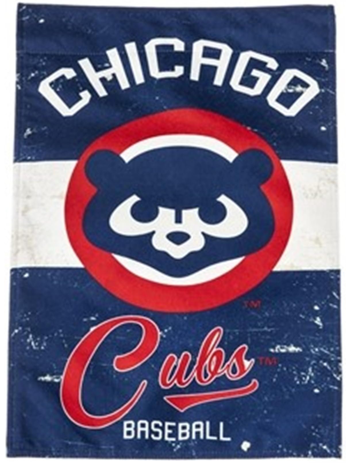 Chicao Cubs Premium Double Sided House Flag Banner, Cubs Retro Logo, 28x44 Inch, Display Pole Sold Separately