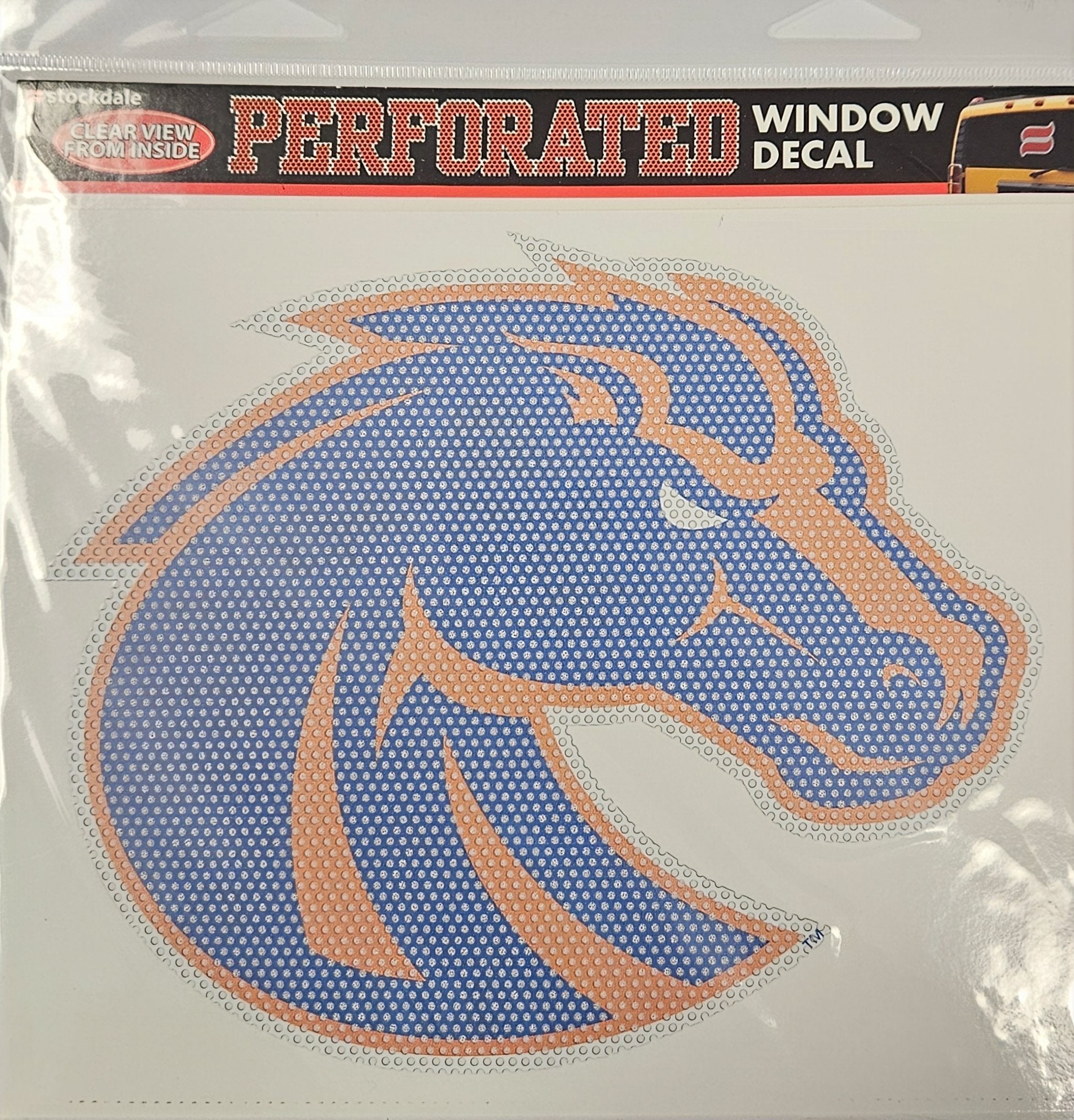 Boise State University Broncos 8 Inch Preforated Window Film Decal Sticker, One-Way Vision Technology, Peel & Stick Application, Officially Licensed