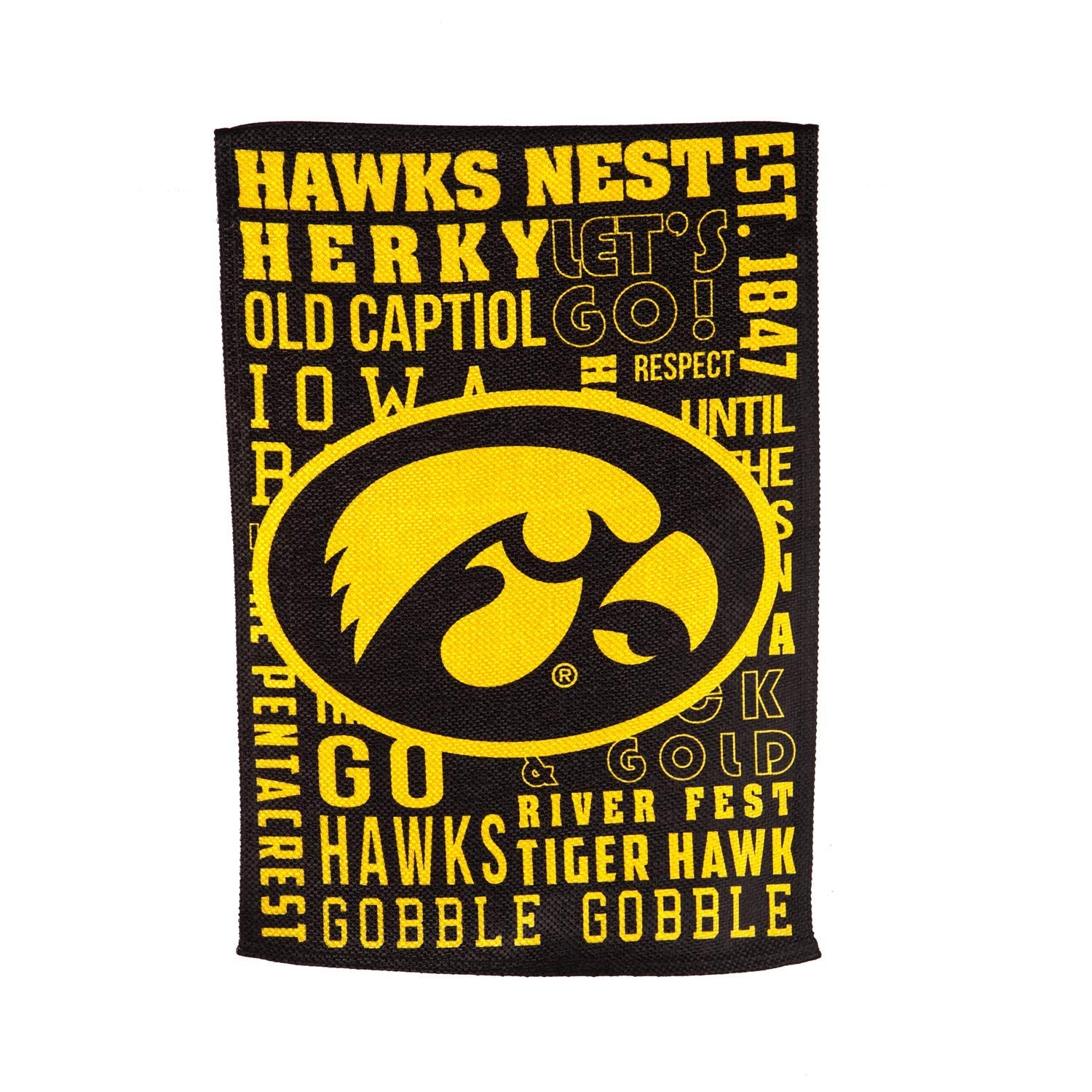 University of Iowa Hawkeyes Premium Double Sided Garden Flag Banner, Fan Rules Design, 13x18 Inch, Display Stand Sold Seperately, Officially Licensed