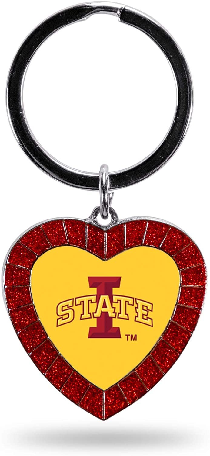 Iowa State University Cyclones Keychain Color Rhinestone Heart