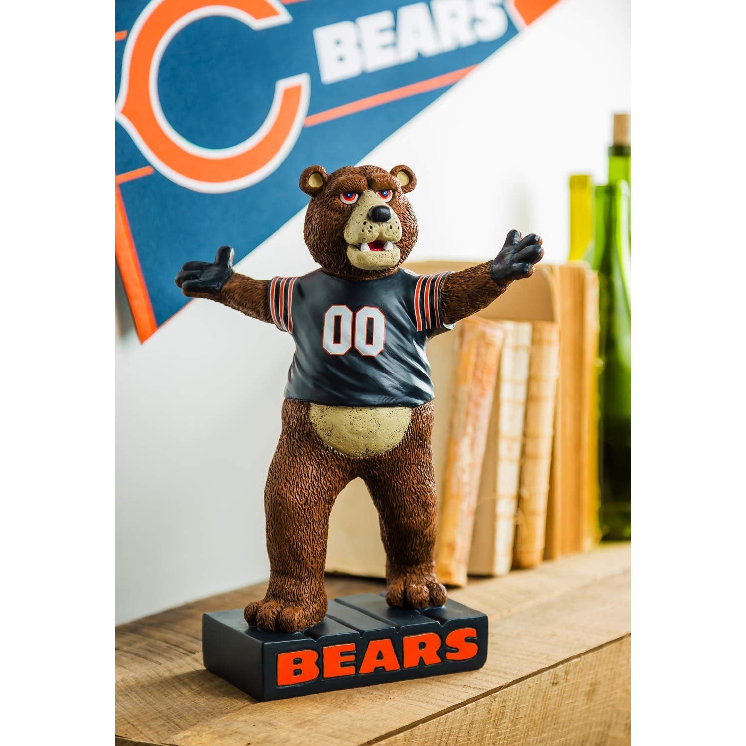 Chicago Bears Team Mascot Garden Statue, Hand Painted Resin, 12 Inch, Indoor Outdoor Decorative Sports Mascot, Officially Licensed