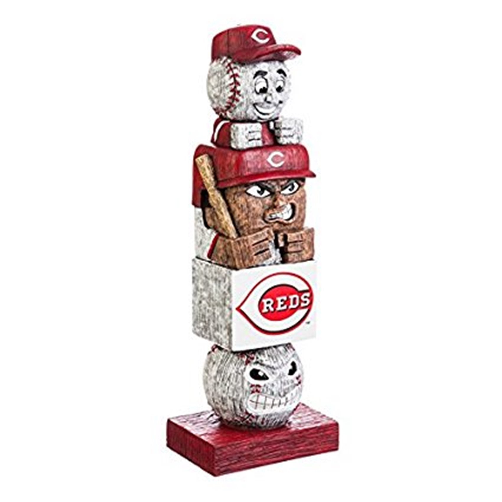 Cincinnati Reds Team Garden Statue Tiki Tiki Totem, Hand Crafted Resin, 16 Inch Tall, Indoor Outdoor Decorative Mascot Figure, Officially Licensed