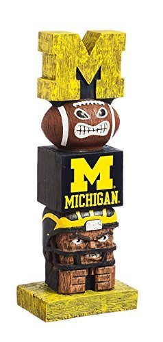University of Michigan Wolverines Tiki Totem Garden Statue, Hand Painted Resin, 16 Inch, Indoor Outdoor Decor, Officially Licensed