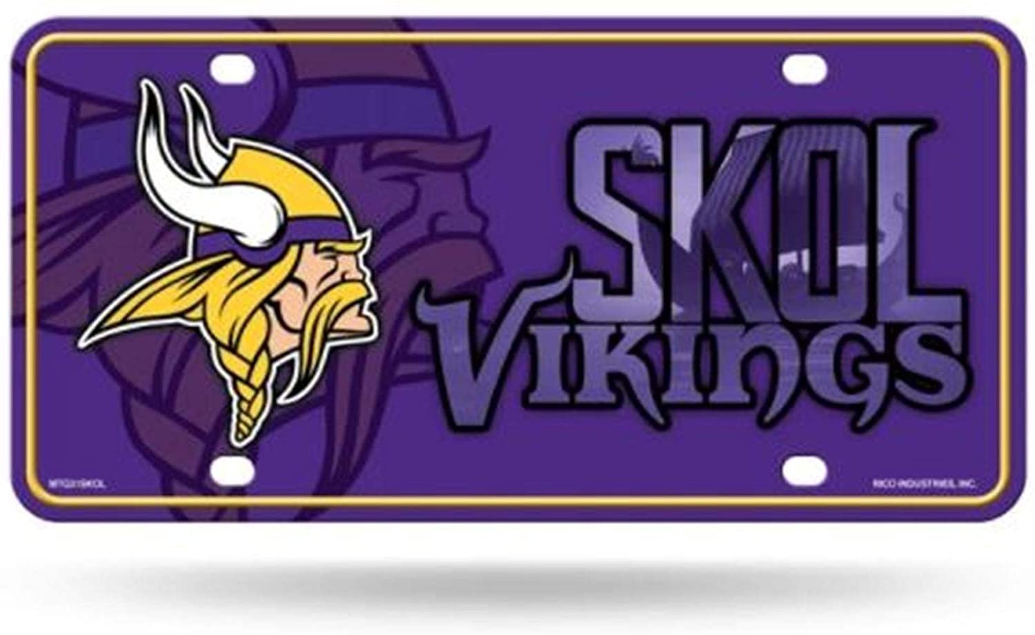 Minnesota Vikings Metal Auto Tag License Plate, Skol Slogan Design, 6x12 Inch