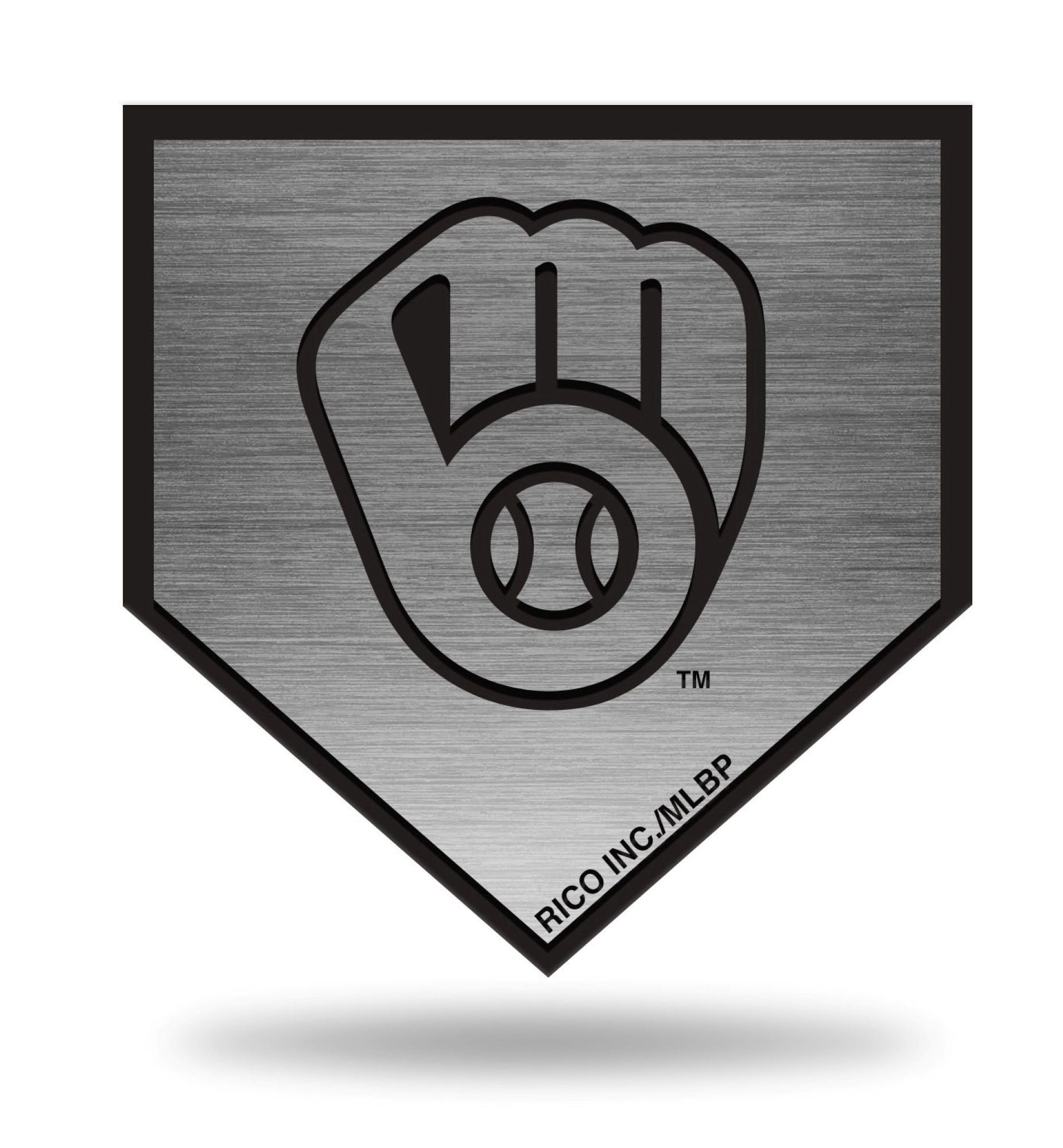 Milwaukee Brewers Premium Solid Metal Auto Emblem, Antique Nickel Design, Plate Design, Die Cut, Full Adhesive Backing, Officially Licensed