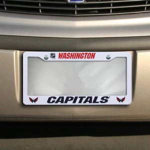 Washington Capitals License Plate Frame Tag Cover, White Plastic, 12x6 Inch, Officially Licensed