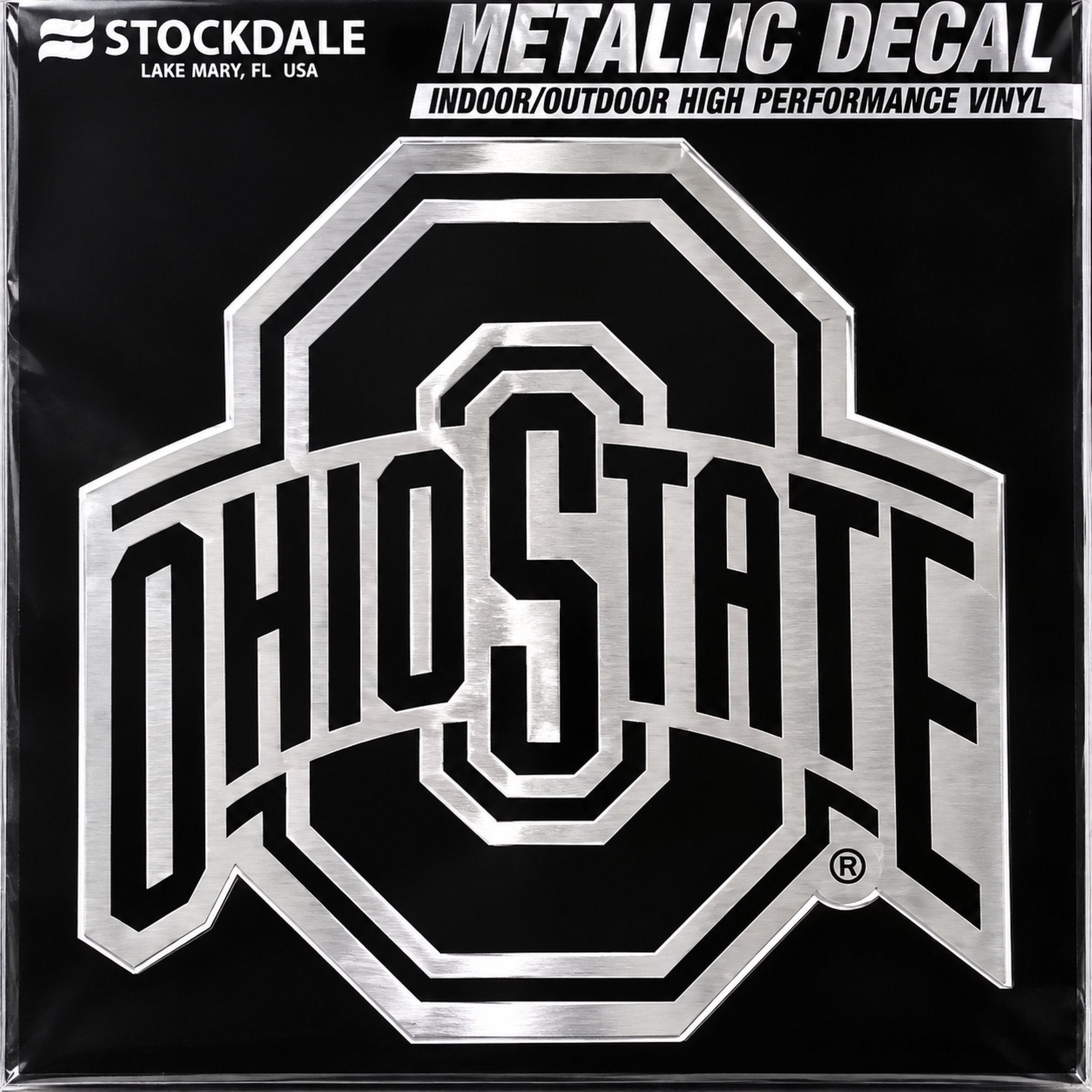 Ohio State University Buckeyes Decal Sticker, Die Cut, 6 Inch, Chrome Shimmer Design, All Surface, Full Adhesive Backing, Officially Licensed