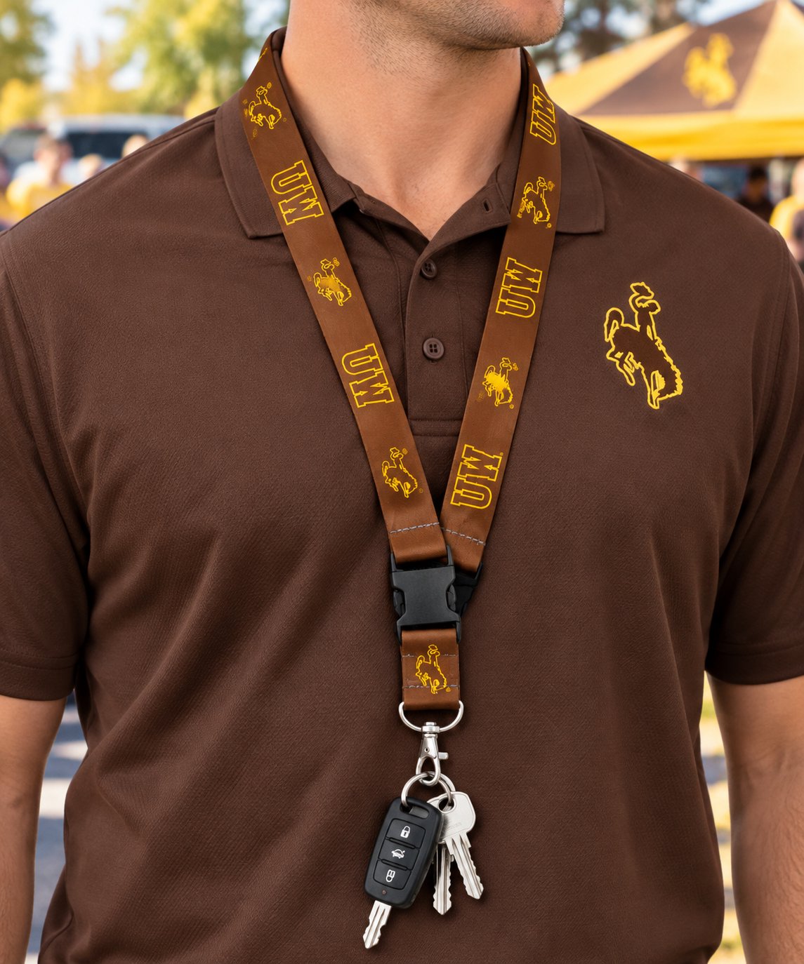 University of Wyoming Cowboys Premium Lanyard Keychain Double Sided Detachable Design, Primary Team Color Styling, Adult 22 Inch, Officially Licensed