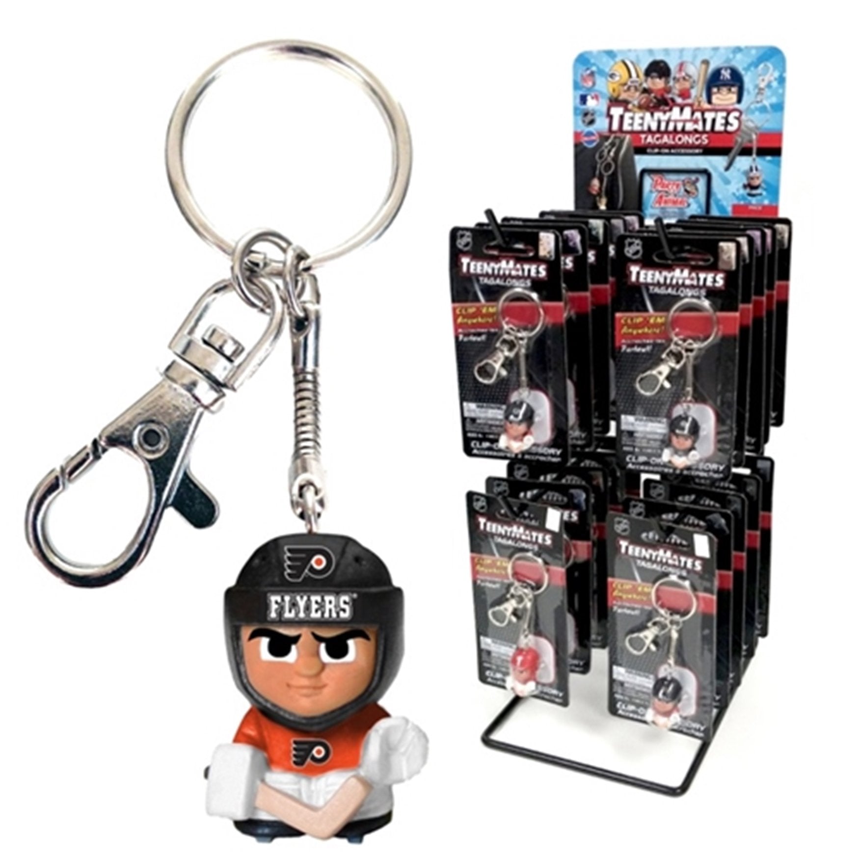 Philadelphia Flyers Keychain Carabiner, 1 Inch Teeny Mate Player, Officially Licensed