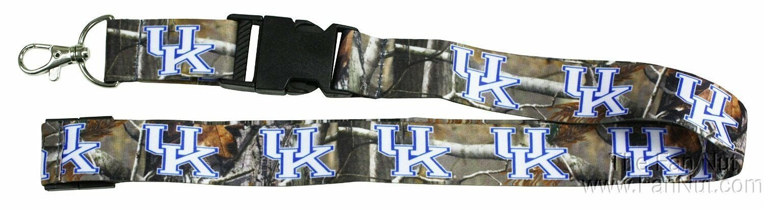 University of Kentucky Wildcats Camo Lanyard Keychain Double Sided Breakaway Safety Design Adult 18 Inch
