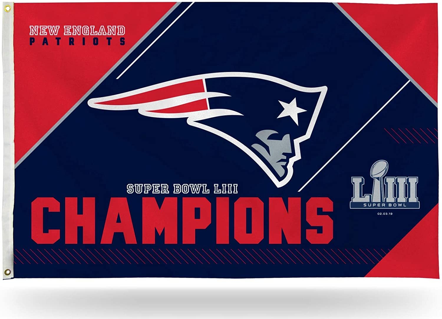 New England Patriots Super Bowl LIII Champions 3x5 Flag w/Grommets Outdoor House Banner Football