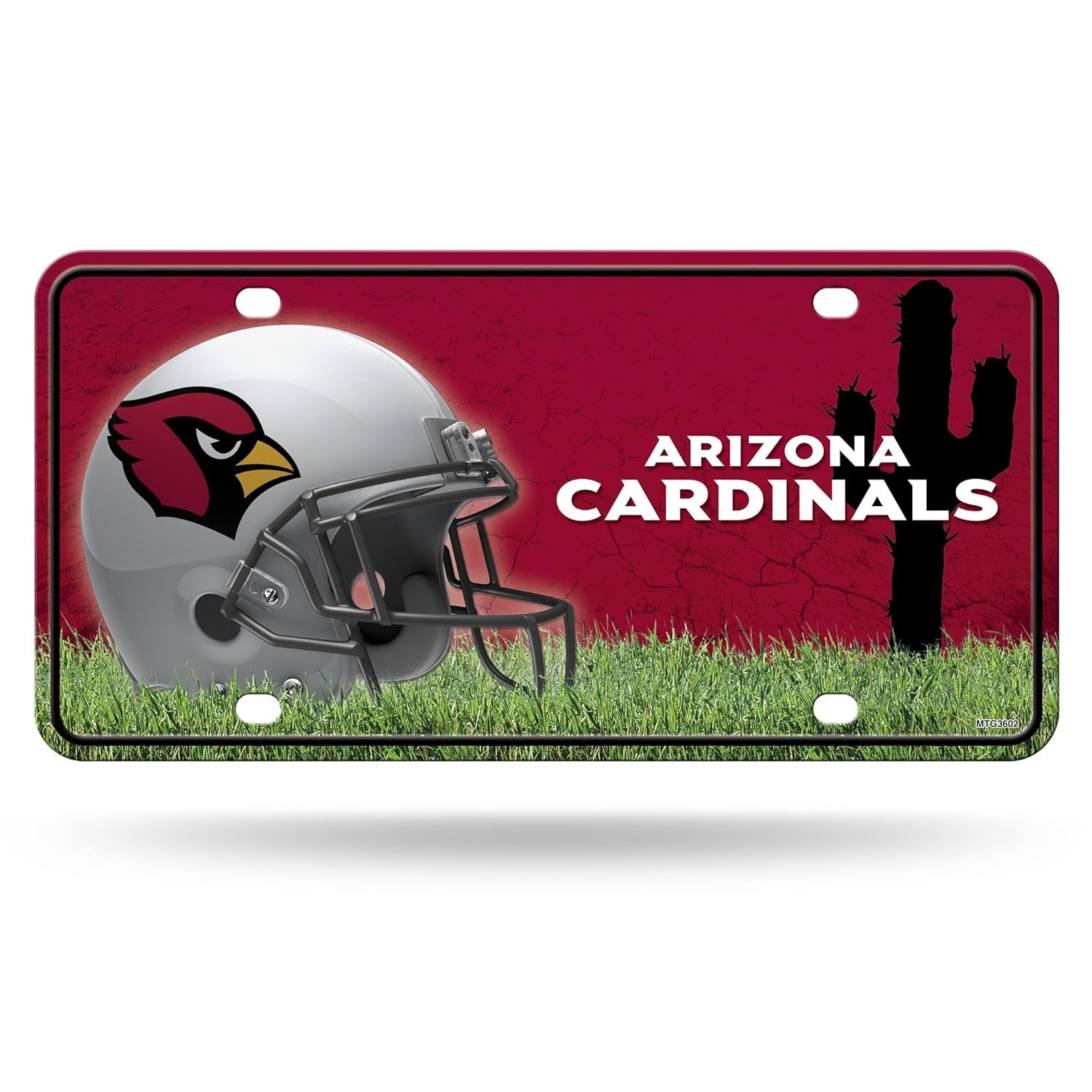 Arizona Cardinals Premium Metal Tag License Plate, Field Design, 12x6 inch, Pre-Drilled Holes, Officially Licensed