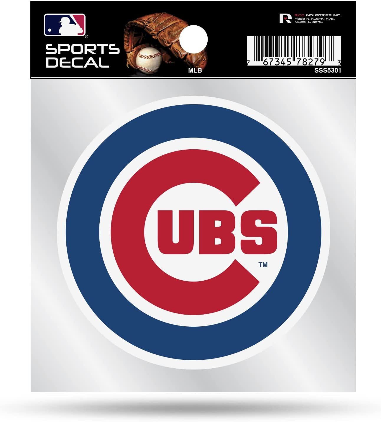 Chicago Cubs 4x4 Inch Die Cut Decal Sticker, Primary Logo, Clear Backing