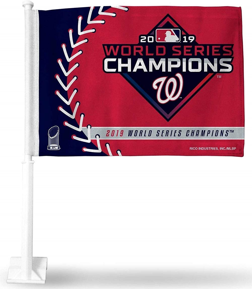 Washington Nationals 2019 World Series Champion Premium Double Sided Car Flag Banner, Includes Plastic Display Pole